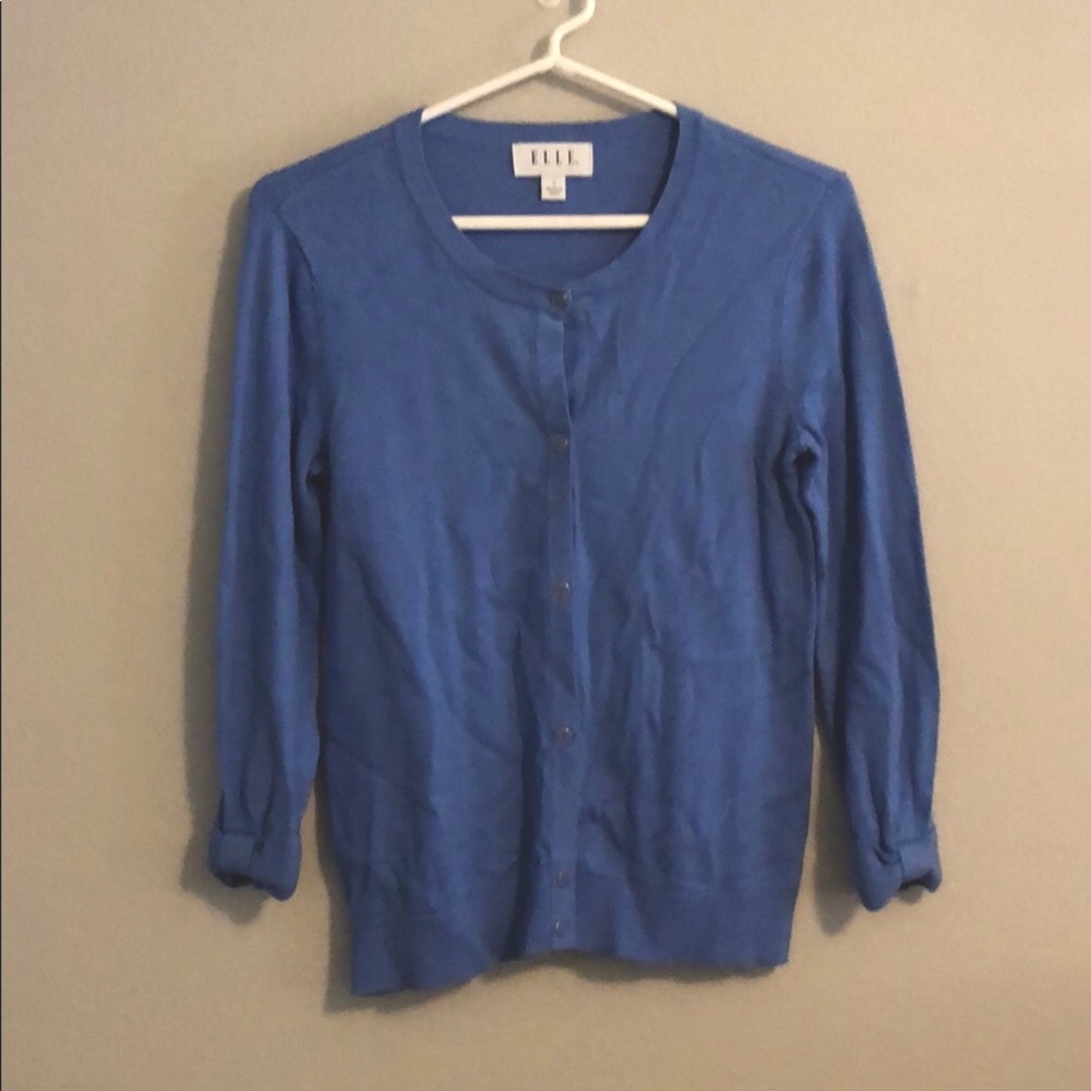 Periwinkle Blue Button-Up Cadigan w Bow on Sleeves